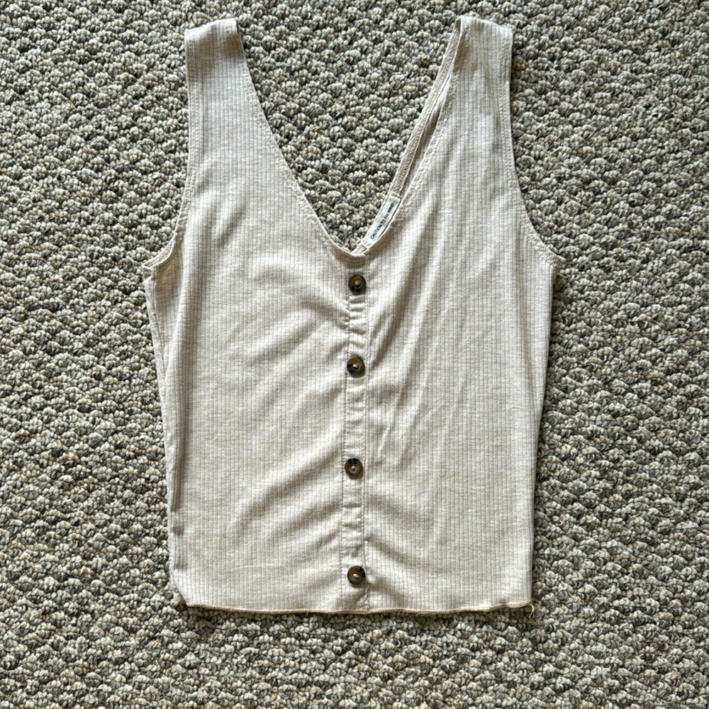Caution to the wind button down crop tank top